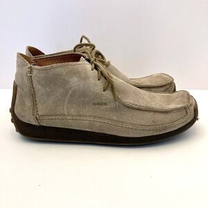 Geox Men's Tan Beige Suede Leather Chukka Ankle Boots Mens EU 43 US 9/9.5 Moc